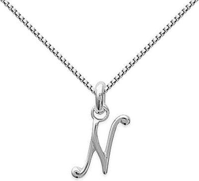 Amanto Ketting Letter N - 925 Zilver Gerhod.- Alfabet - 9x18mm - 50cm