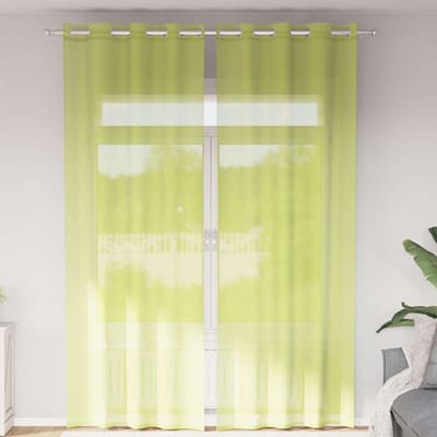 vidaXL - Voile - Gordijnen - met - doorvoertules - 2 - st - 140x300 - cm - appelgroen