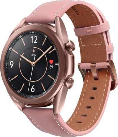 By Qubix Geschikt voor Samsung Galaxy watch bandje - 20mm – Oudroze – Leer - Geschikt voor Galaxy Watch 7 / 6 / 6 Pro / 5 / 5 Pro / 4 / 4 Classic / Active 2 / Watch 3 (41mm)