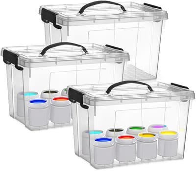 Plasticforte Opslagbox - 3x - met deksel - transparant grijs - 11 liter - 34 x 24 x 21 cm - kunststof - opbergdoos - opbergen