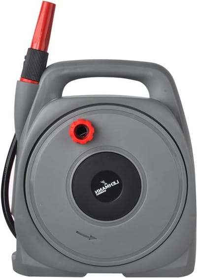 Slanghaspel met slang - Wandslanghaspel tuinslang - Tuin water geven - Ruimtebesparend ontwerp - 10 meter slang - Grijs rood
