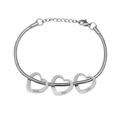 Bedelarmband met 3 Hartjes Zilver