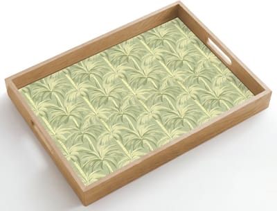 Dienblad hout 50x35 cm - Schootdienblad - Palmwoud - Tropisch - Groen - Borrelplank rechthoek - Plateau dienbladen