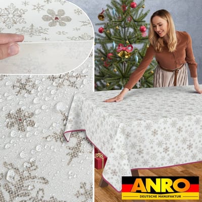ANRO Tafelkleed Sneeuwvlokken Meerkleurig 160x100cm Met sierband Afwasbaar Waterafstotend