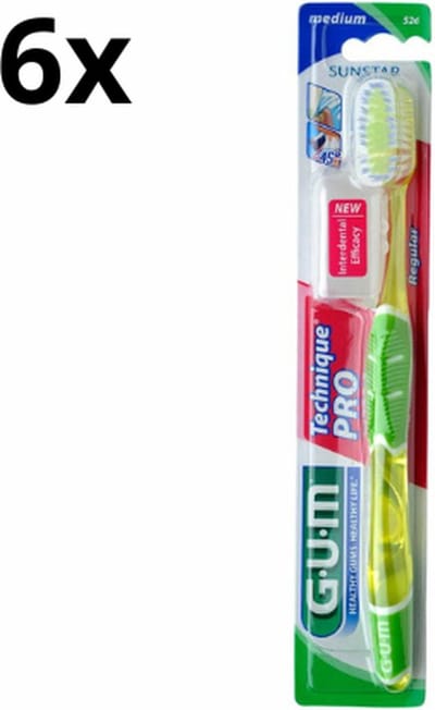 6x GUM Technique Pro Tandenborstel Medium - Voordeelverpakking