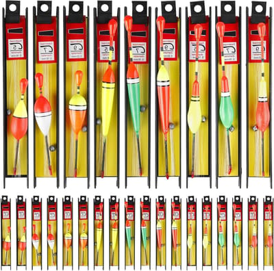 27 stuks hengeldobbers, hengeldobbers, vislijn en haak (5#, 7#, 9#), vissen bobber drijver met zinklood, voor vredesvissen, forel, paling, snoekbaars, ideaal voor meer, rivier, beek