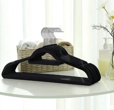 MIRA Home - Kleerhanger – Kledinghanger – Kunststof – Zwart – 45x23x0.5