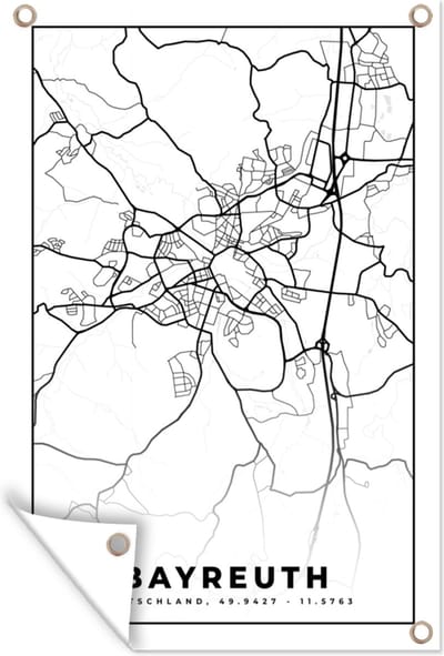 Muurdecoratie Plattegrond - Bayreuth - Kaart - Stadskaart - 120x180 cm - Tuinposter - Tuindoek