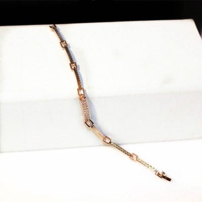 Bracelet en or rose pour femme, bijoux fantaisie en micropavé de zirconium, bracelets et bracelets, cadeaux mignons assortis white