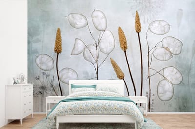 Behang - Fotobehang Stilleven - Droogbloemen - Natuur - Breedte 360 cm x hoogte 240 cm