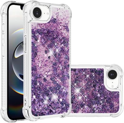 Coverup Hoesje - Geschikt voor iPhone 16e / 17e Hoesje - Coverup Liquid Glitter Back Cover - Paars