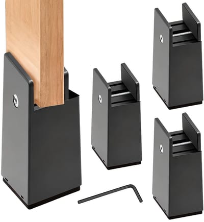 Dailygoods - Meubelverhogingen, 4 stuks verhoging voor bedpoten, verstelbaar, 10 cm, voor vierkante of rechte meubelpoten tot 37 mm breed, zwart