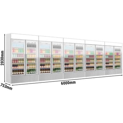 GGM Gastro (5 Stück) Getränkekühlschrank - 6000 Liter - rahmenloses Design - mit 10 Glastüren & Werbedisplay Zilver
