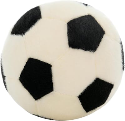 Voetbal pluche - Zacht kussen - Decoratie kamer - Zacht gevuld - 25 cm - Zwart wit
