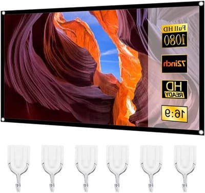 Allecto - Draagbaar Projectiescherm - Binnen- en Buitenfilms - Opvouwbaar 16:9 - Polyester - 60-150 inch - Geschikt voor [Merk] - Zwart