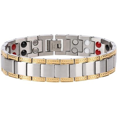 Dubbele Sterkte Titanium Staal Magnetische Therapie Afvallen Armband voor Mannen gray