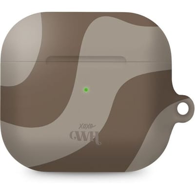xoxo Wildhearts hoesje geschikt voor AirPods 3 - Ride With Me Brown - Ook als telefoonhoesje verkrijgbaar - schokbestendige case - koptelefoonhoes - Beschermhoes met met golvende print - golven - beige / bruin
