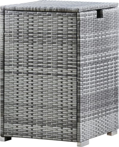 Teamson Home Vierkant Rotan Propaan Gasflessen Opslag Omslag - Tuinmeubelen - Vuurtafel Accessoires - Tuin Opslag - Tot 9kg - Grijs - 40.6 x 40.6 x 59.7 (cm)