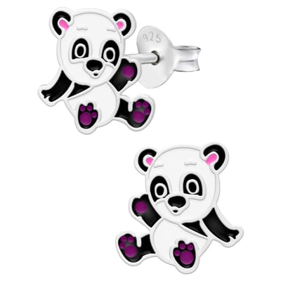 WeLoveSilver - zilveren oorstekers - panda design - kinder oorbellen