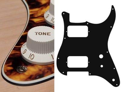 Boston ST-331-MY pickguard, Stallion, HH, 2 pot holes, toggle switch, 3 ply, marble yellow