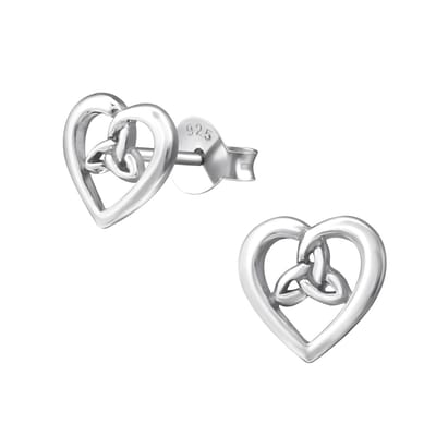 Aramat Jewels | Oorbellen | Zilveren Keltische Oorbellen Celtic Knot – 925 Zilver | Hart Triquetra-8x7mm | |7mm | Zilver | Kinderen, Volwassenen | Verkleurd niet