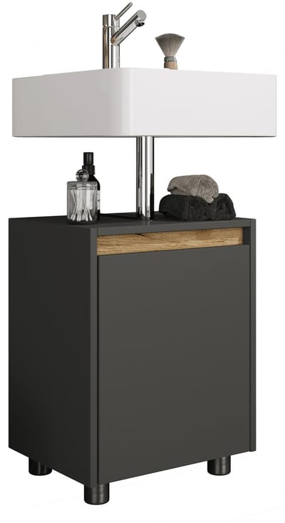 VCM Waschbeckenunterschrank, Holz Badschrank mit 1 Drehtür, H. 55 x B. 42 x T. 33 cm, Badunterschrank für das Gäste-WC, Cosila