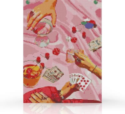 Rubye® Diamond Painting Volwassenen & Kinderen - Pakket Volledig - Kaartspel Avond - 30x40cm