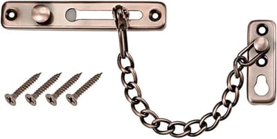 Deurketting Sluiting - Veiligheidsketting Deur - Extra Beveiliging - Roestvrij Staal - 195 mm Lengte - Rood Brons