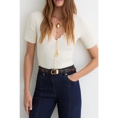 Reiss Scallop Edge Top Ivory Maat: XS | Longsleeves Outlet | Dames | Wit