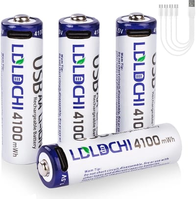 1.5V Oplaadbare li-ion AA Batterij – 4100mWh Constant Voltage – Hoogste Capaciteit op de Markt(2025)