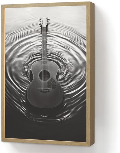 Wandlamp 40x60 cm - Oplaadbaar - Gitaar - Hout - Water - Wandlampen binnen woonkamer - Slaapkamer lamp - Decoratieve nachtlamp - Vloerlamp draadloos