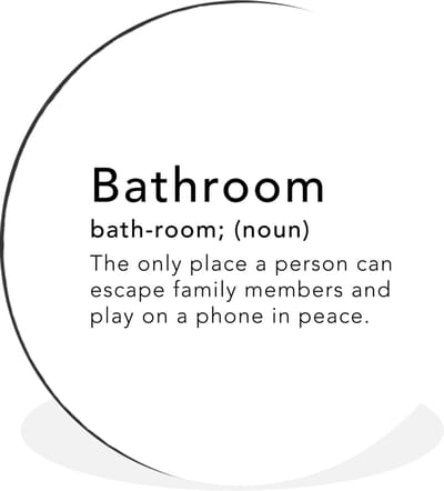 WallCircle - Wandcirkel - Muurcirkel - Spreuken - Quotes - The only place a person can play on a phone in peace - Bathroom - Aluminium - Dibond - 140x140 cm - Binnen en Buiten