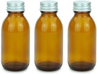 10x Glazen Flessen 100ml Leeg - Aluminium Draaidop - Amber Glas - Lege Siroopflessen