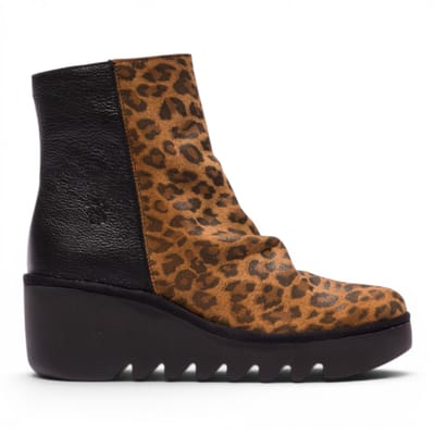 Fly London vrouwen Black Tan Suède Leren Sleufhak Platform Enkellaarzen - BAAN538