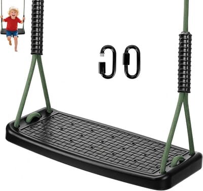 Schommelstoel voor kinderen - Kinderschommel stoel - Buiten spelen - Antislip U-vormig zitje - 13 - 2 m touwlengte - Zwart