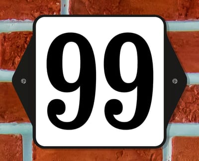 Huisnummerbord Klassiek - Nummer 99 - 14 x 11 cm - incl. bevestiging | - naambord - nummerbord - voordeur