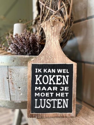 Tekstplank Ik kan wel koken - 30x15 cm - keuken  - cadeau  - vriendschap