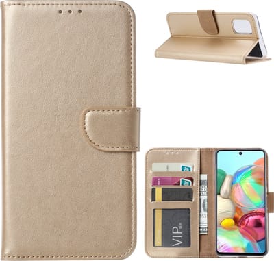 Hoesje Geschikt Voor Samsung Galaxy A71 Portemonnee / Boek hoesje - Goud