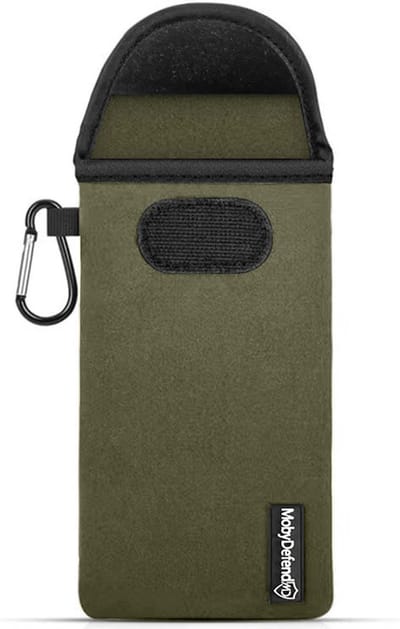 MobyDefend Hoesje - Geschikt voor Universeel Telefoon Maat XL (17 X 8.5 CM) - Neopreen Pouch Met Karabijnhaak - Insteek - Riemlus - Groen