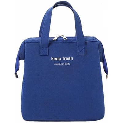 Geïsoleerde Lunchtas Effen Kleur Oxford Stof Waterdicht Metalen Rits Draagbare Lunchbox voor blauw