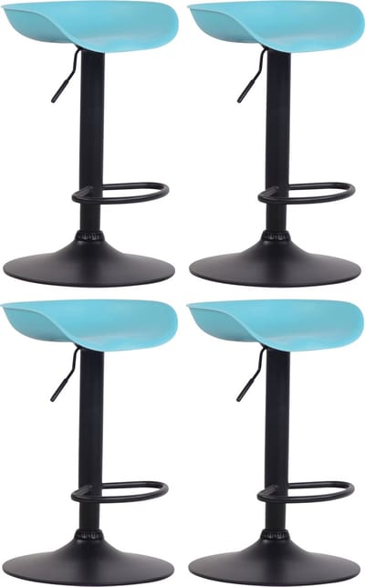 CLP Anaheim Set van 4 barkrukken - Kunststof zwart/blauw