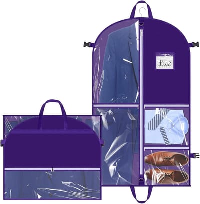 Danskostuumbag met Compartimenten, 110 x 60 cm, Vouwbare Reisbag, Waterdichte Kostuumdrager met 5 Doorzichtige Ritszakken voor Jurken en Jassen