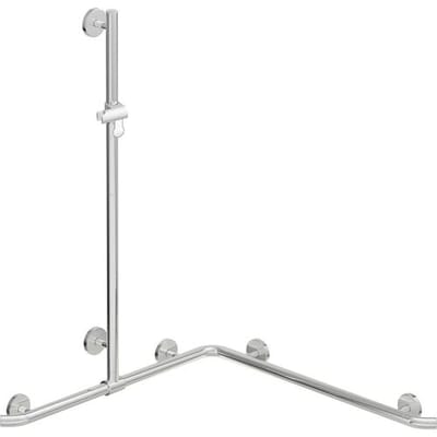 HEWI Warm Touch shower handrail with sliding shower rail, corner mounting, 125 x 76.2 cm 950.35.32051