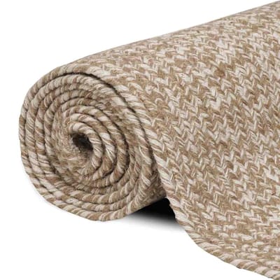 vidaXL - Gebied - Tapijt - Natuurlijk - en - Wit - 80 - x - 200 - cm - Jute