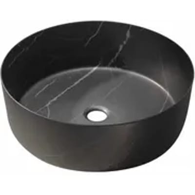Aurlane Waskom Marmer Look - Keramiek – Rond - Mat Zwart - 36x13cm