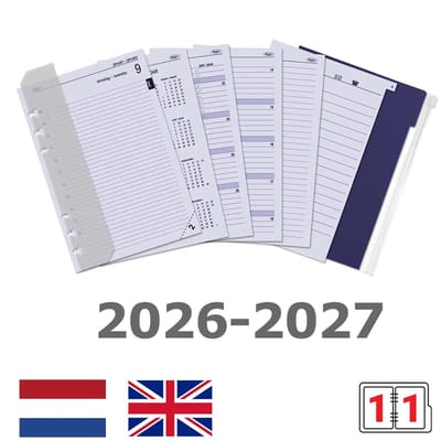Kalpa 6301-26-27 210 x 144 mm A5 Planner Vulling 1 dag per pagina compleet 2026 2027 NL EN