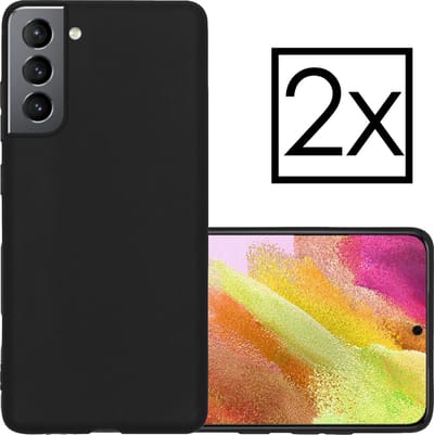 Hoesje - 2 Stuks - Geschikt voor Samsung Galaxy S21 FE - Sterk & Shockproof - Case Siliconen - Back Cover - Telefoon Hoes - Zwart