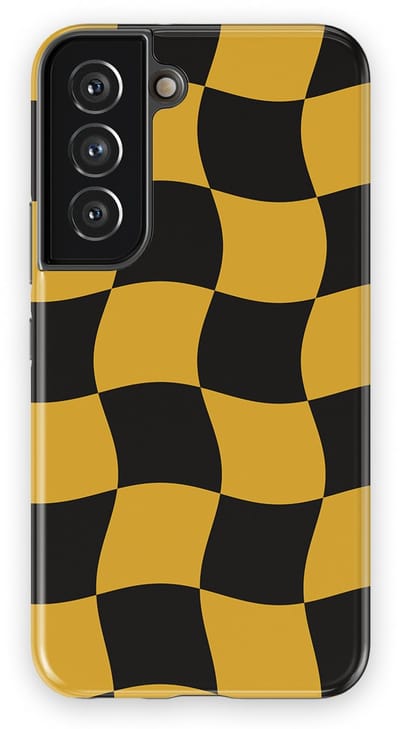 Checkered Warp Hoesje Samsung Galaxy S22 | Geschikt Voor Mag | Uniek Design Hoesje | Beschermhoes Samsung Galaxy S22 Yellow Rush