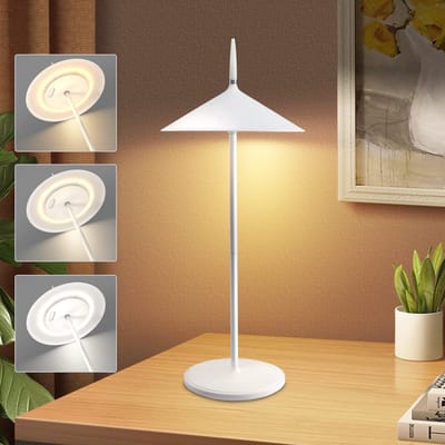 NETTLIFE Tafellamp LED - USB oplaadbaar - wit - draadloze Buitenlampe - Touch Dimbaar - 1800mhA - Modern Bedlamp - voor Binnen en Buiten - IP44 Waterdicht - voor balkon | tuin | eettafel | camping