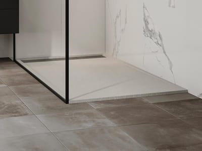 Vente-unique Opzet- of inbouwdouchebak in hars - Wit - 160 x 90 cm - Snijdbaar - LYROSA